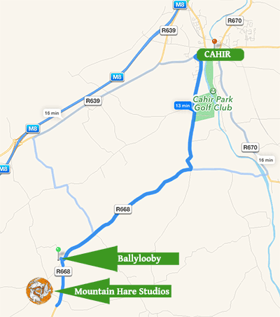 map to help you find Mountain Hare Studios, Ballylooby, Cahir, County Tipperary