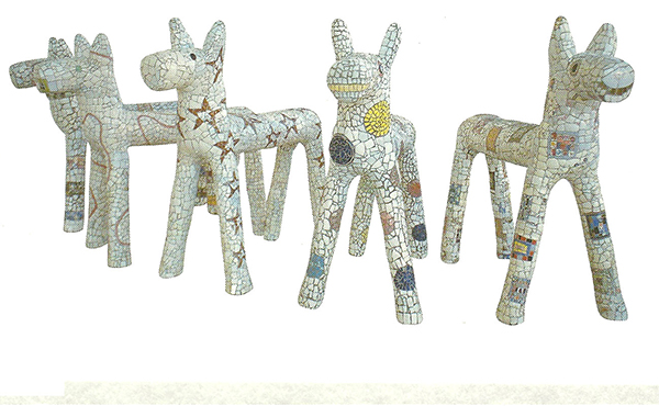 Mosaic cement dogs