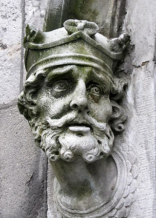 18th century carving of Brian Boru from Dublin Castle